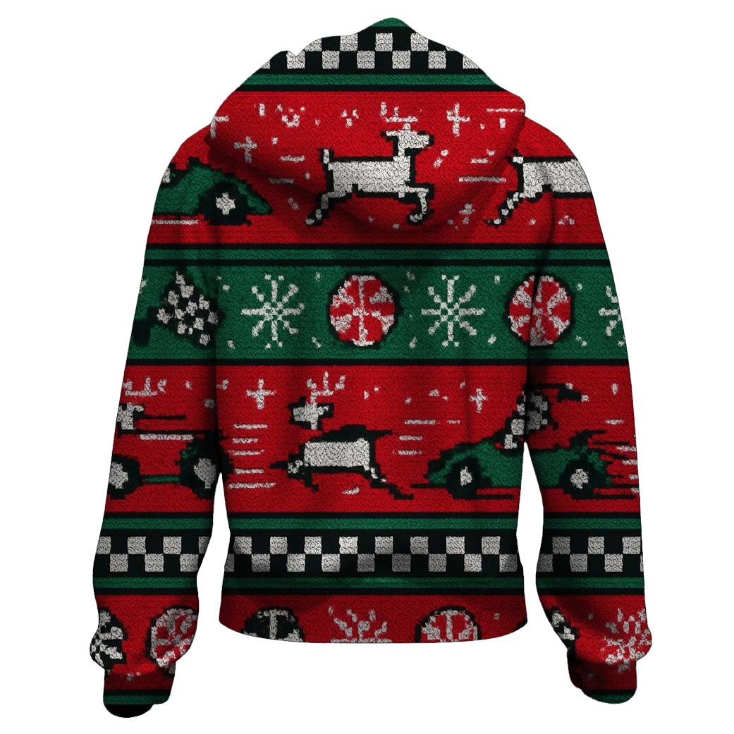 Ugly Christmas Santa Sleigh Circuit Raceway Design hoodie styles