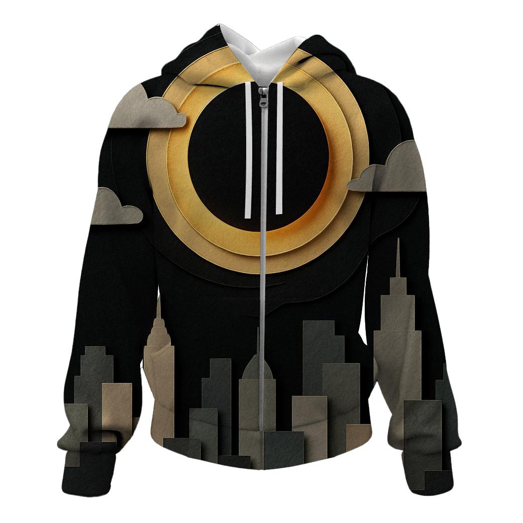 Paper Cut City Eclipse Collage premium hoodies