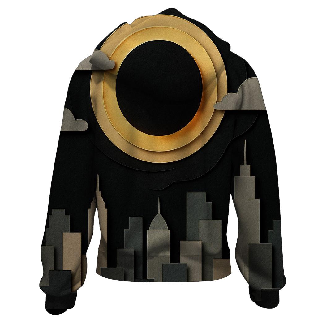 Paper Cut City Eclipse Collage premium hoodies