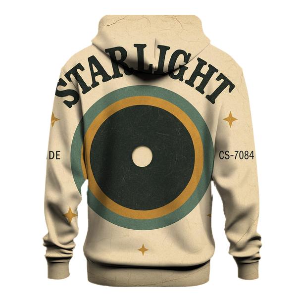 Worn Vinyl Record Stargazer Club Label lightweight hoodies