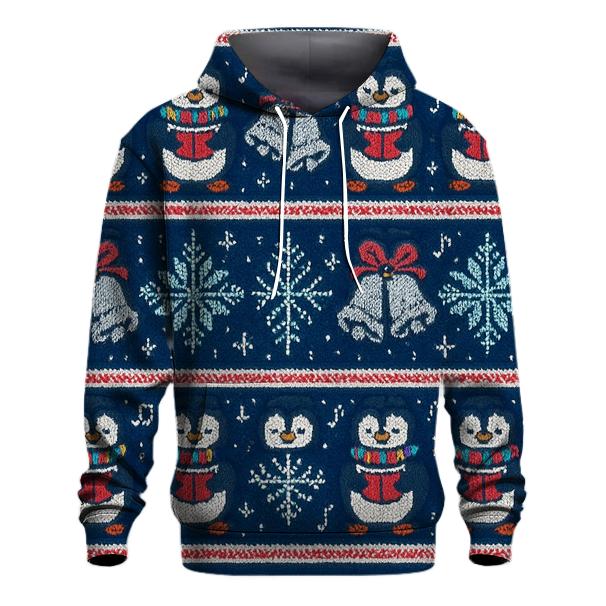 Ugly Christmas Penguin Caroler Stripe Parade Design embroidered hoodies