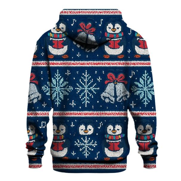 Ugly Christmas Penguin Caroler Stripe Parade Design embroidered hoodies