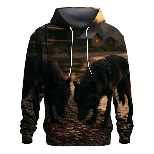 Wolves Near A Northern Fishing Camp After Salmon Run hoodie styles