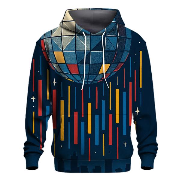 Disco Ball Rain Over City Silhouette graphic hoodies