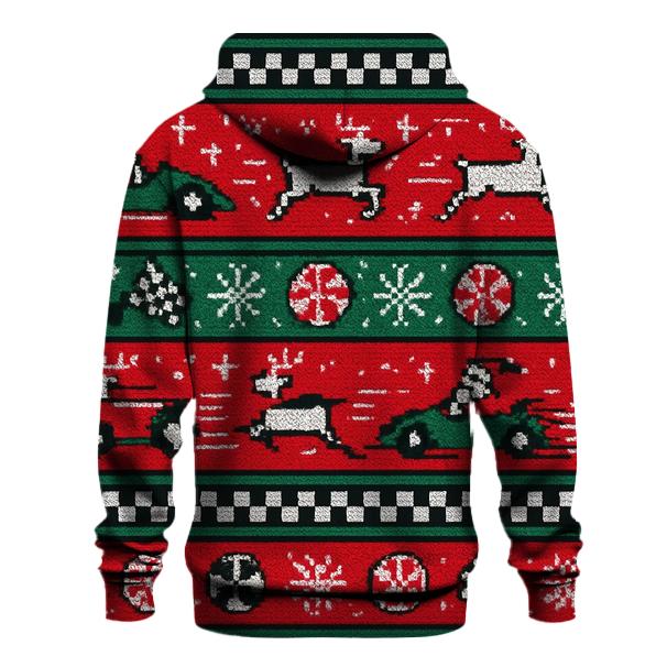 Ugly Christmas Santa Sleigh Circuit Raceway Design graphic hoodies