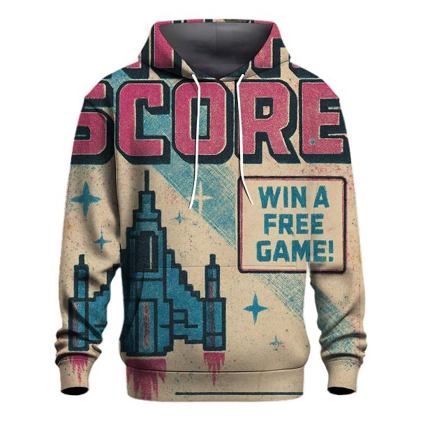 Distressed 1980s Arcade Starship High Score Flyer heavyweight hoodies