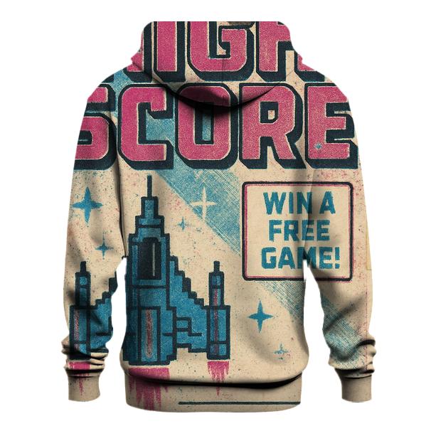 Distressed 1980s Arcade Starship High Score Flyer heavyweight hoodies