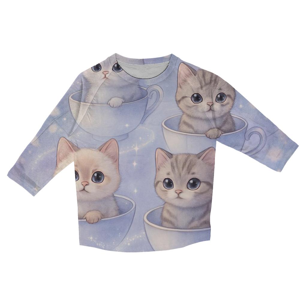 Moonlit Teacup Kitten Carousel custom 3/4 sleeve shirts