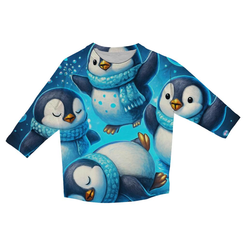 Penguin Snow Globe Breakdance Party custom 3/4 sleeve shirts