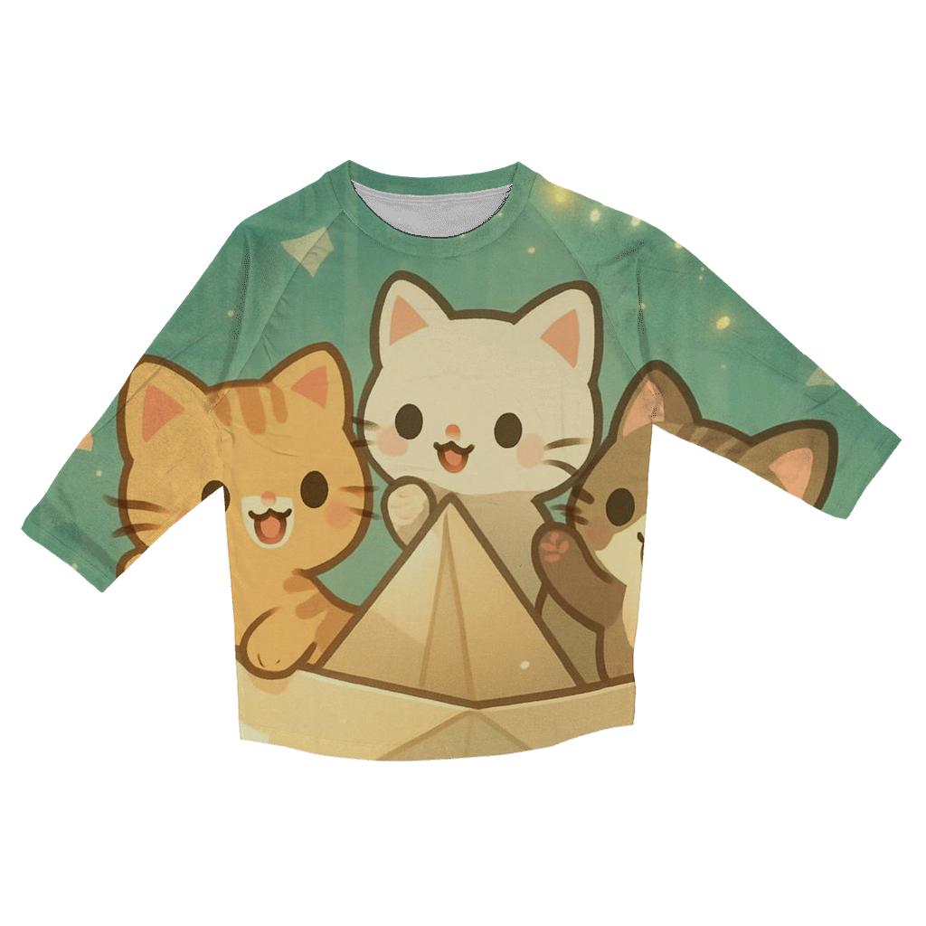 Firefly Library Kittens In A Paper Boat trendy 3/4 sleeve tops