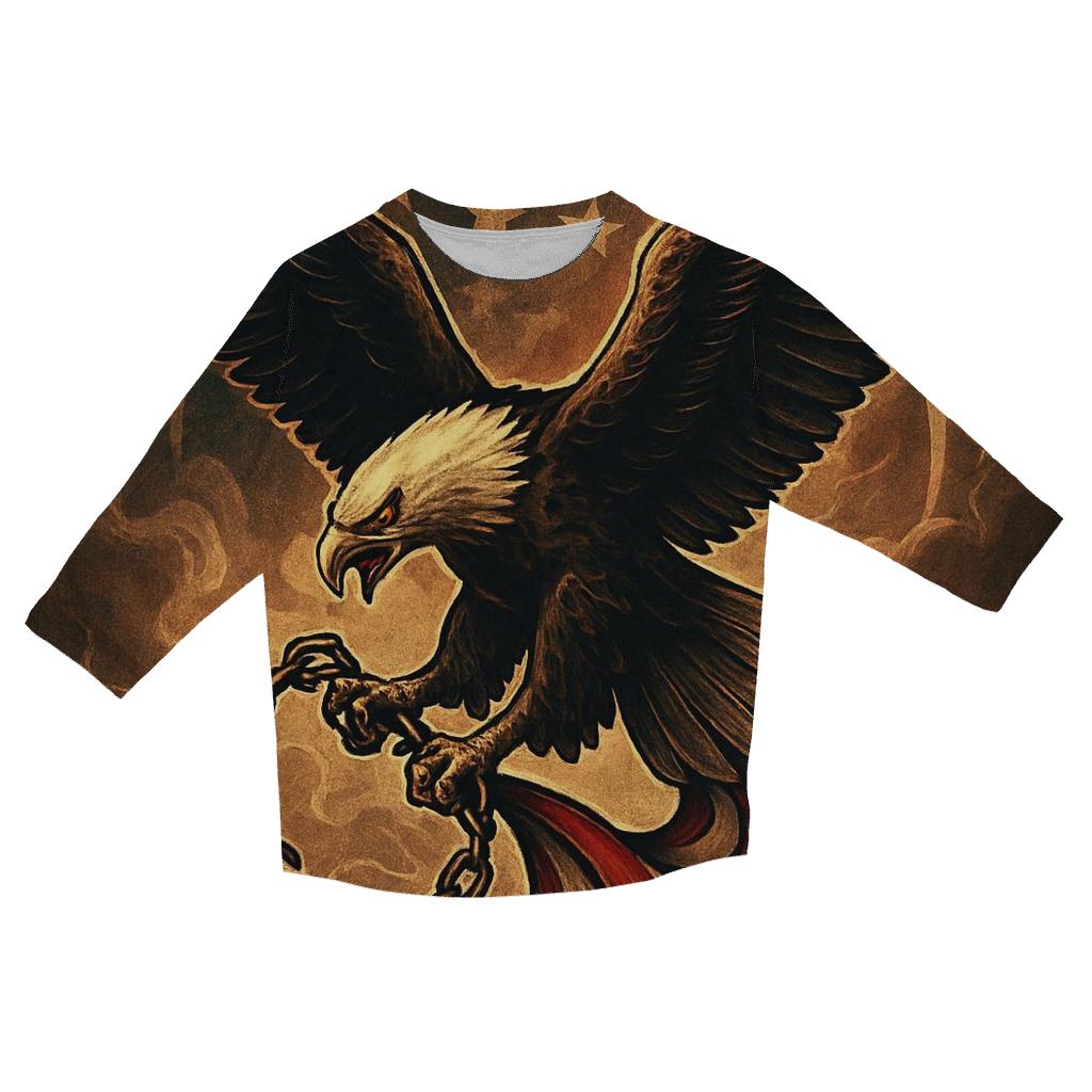 Eagle Over The Smoke Wreathed Banner designer 3/4 sleeve blouses