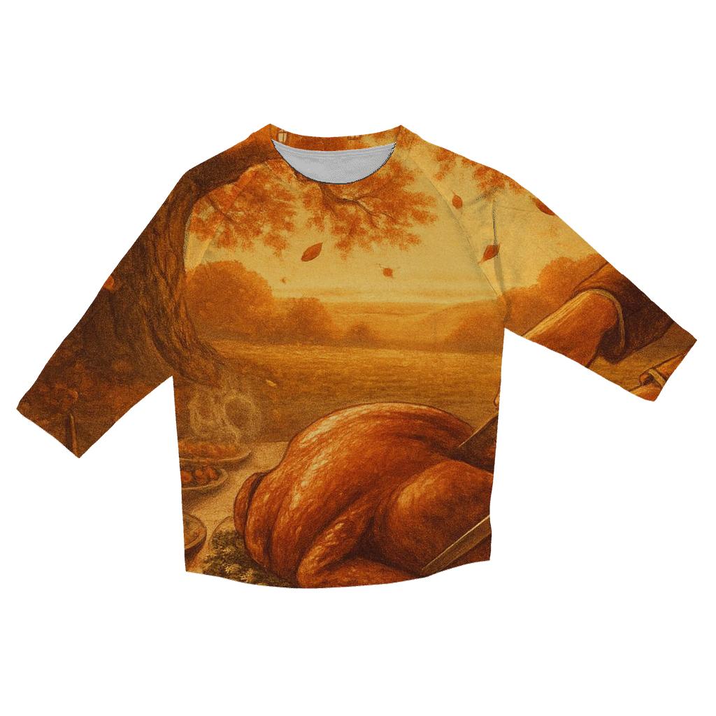 Golden Hour Feast Under The Oak printed three quarter sleeve shirts