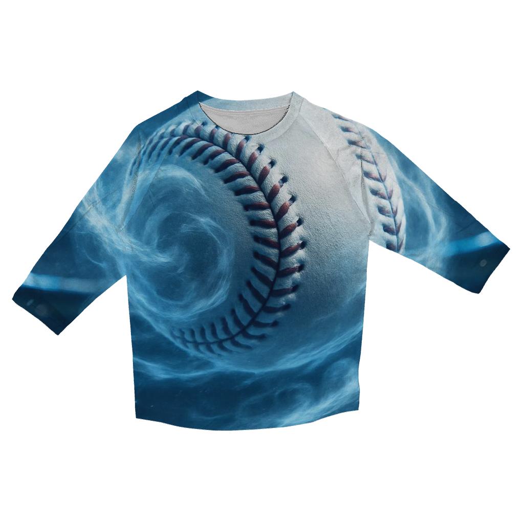 Chrome Spin Baseball Through Icy Clouds casual three quarter sleeve shirts