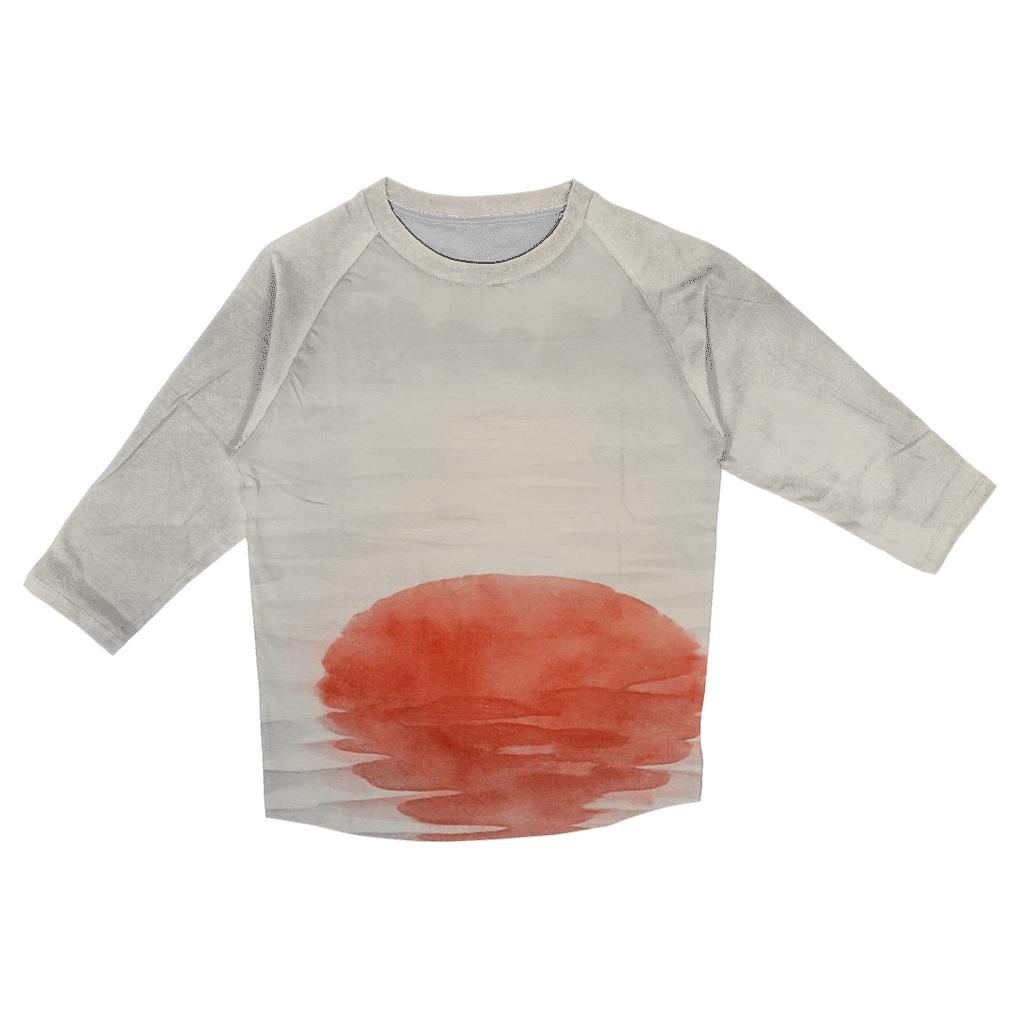 Watercolor Skyline Flag Of Japan casual three quarter sleeve shirts