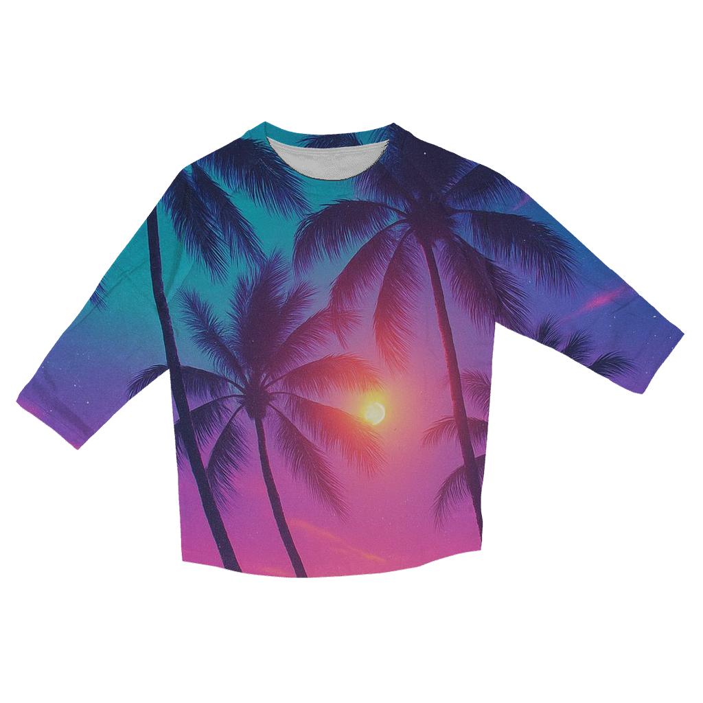 Cyan Palms Nebula Dusk trendy 3/4 sleeve tops