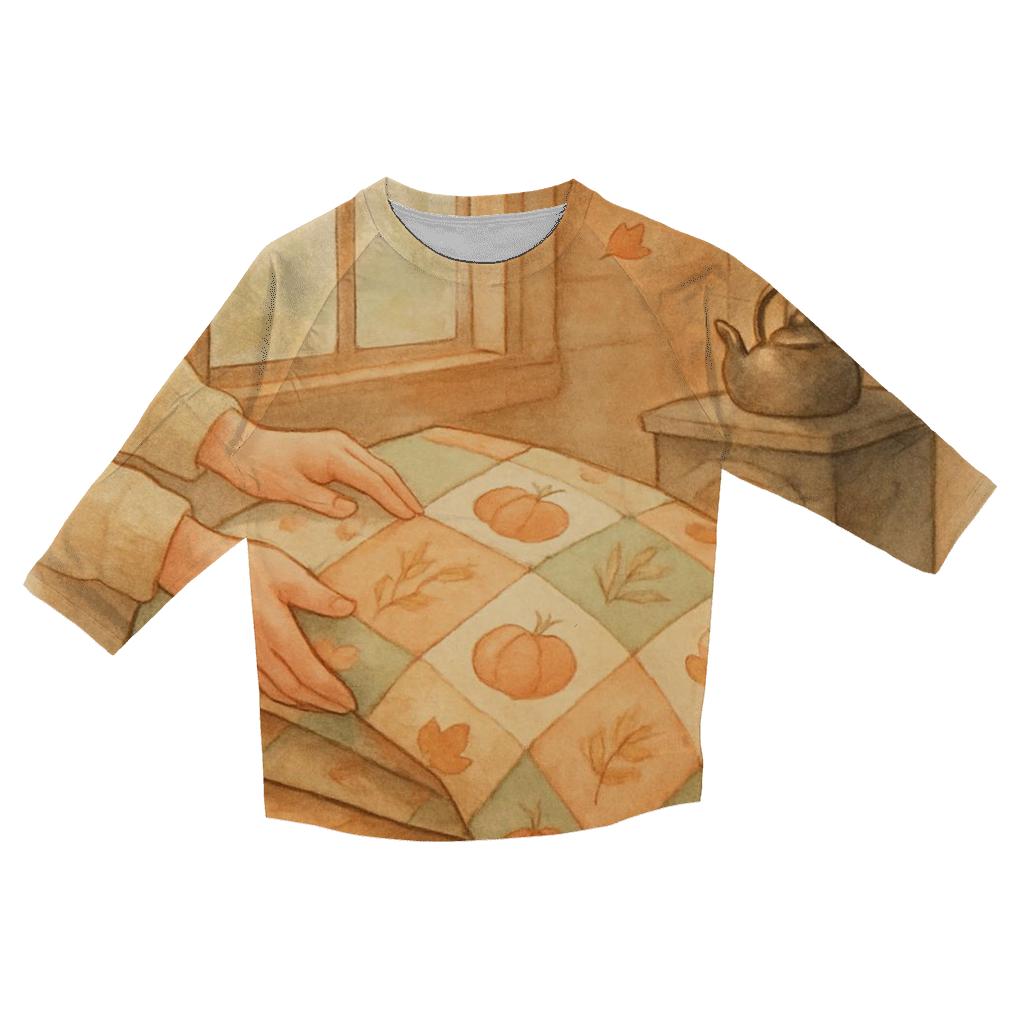 Cozy Cabin Gratitude Quilt Scene fashion 3/4 sleeve shirts