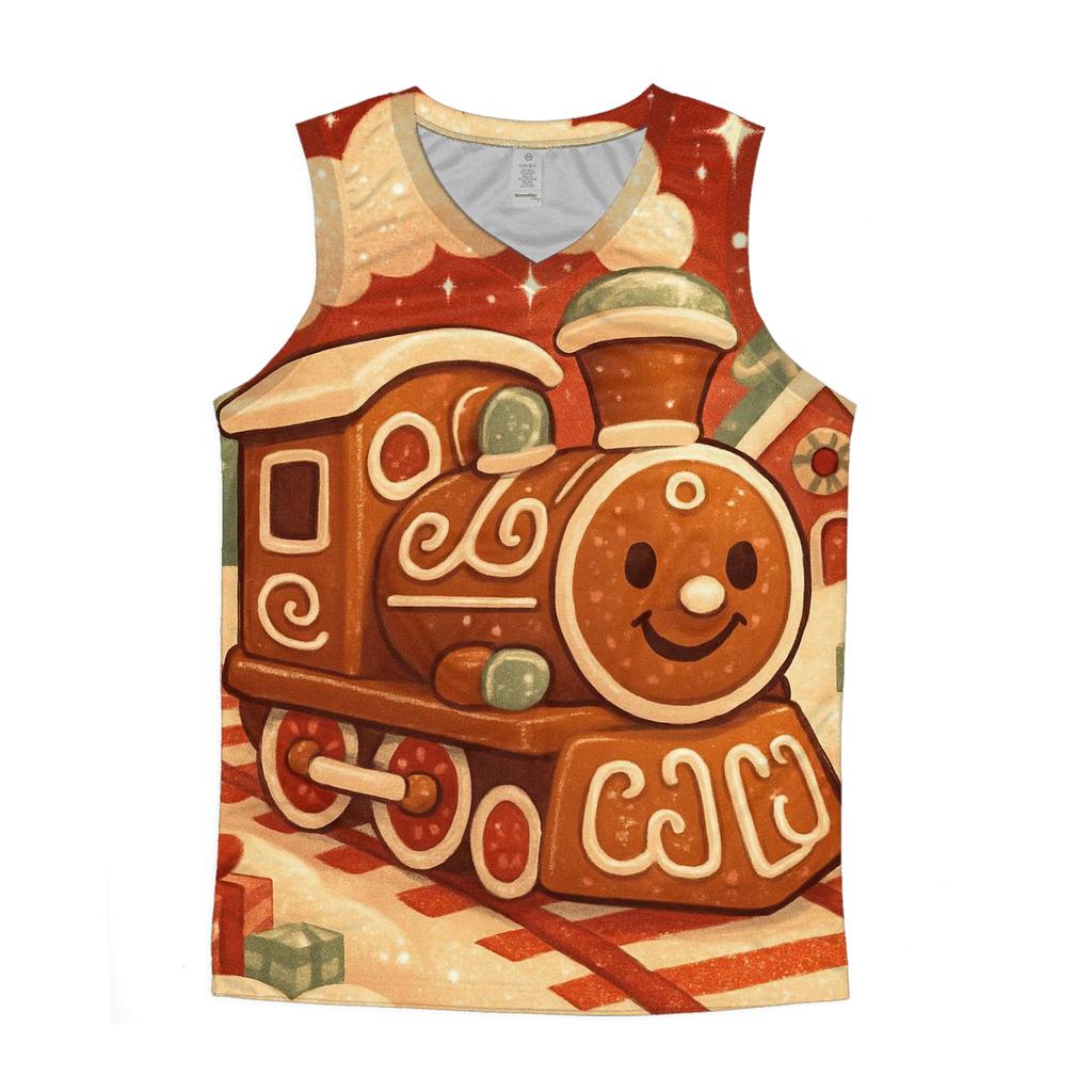 Gingerbread Train Through Peppermint Pines stylish racerback tanks