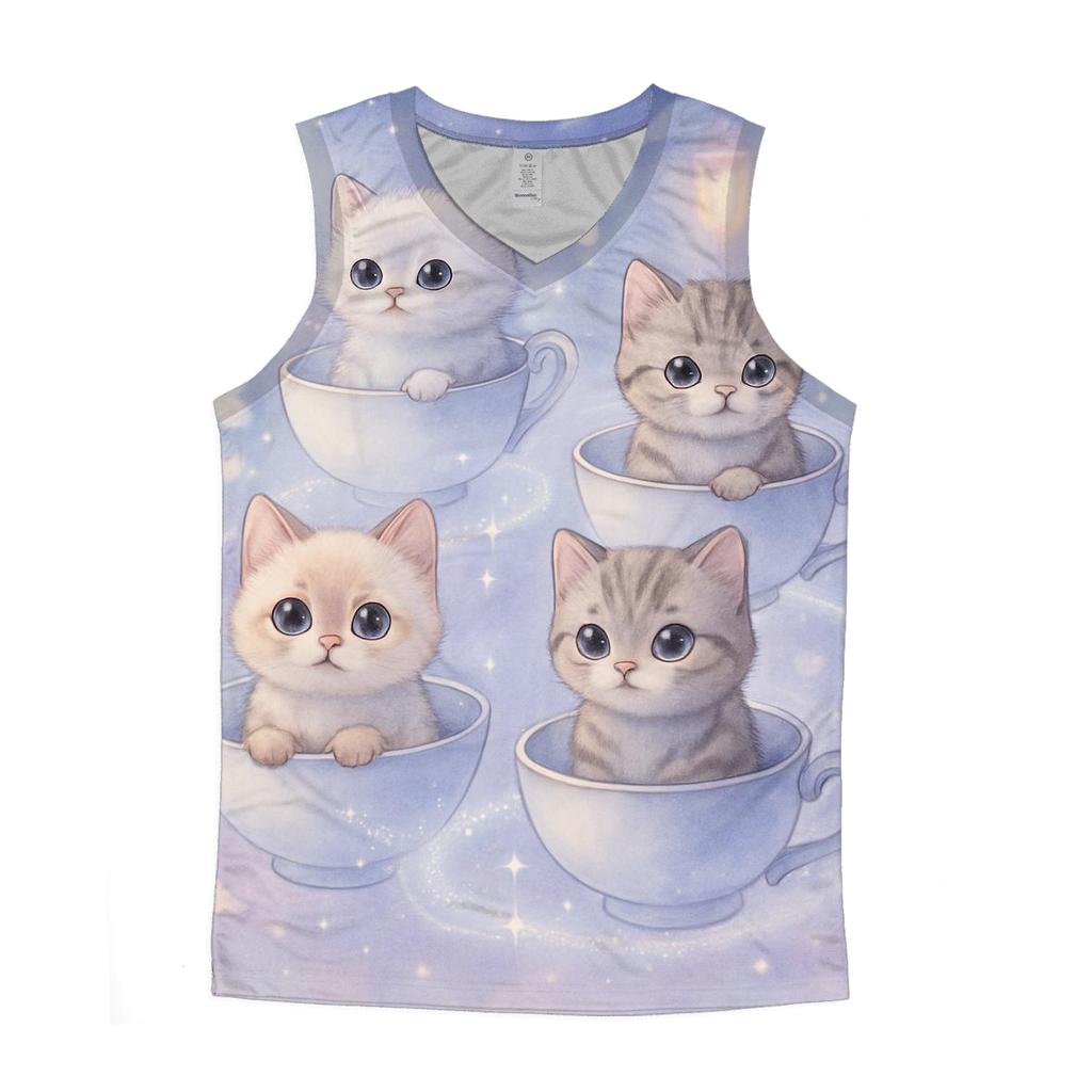 Moonlit Teacup Kitten Carousel sports performance tank tops