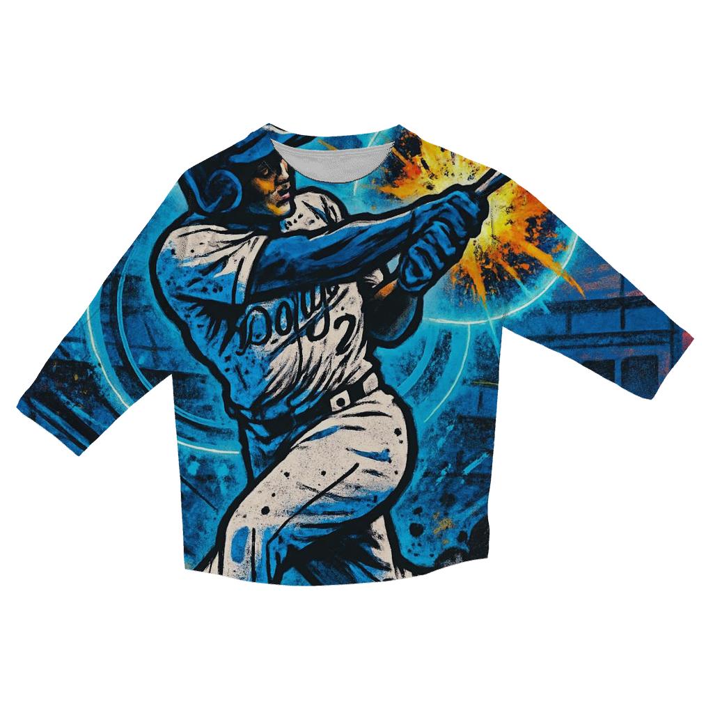 Graffiti Halo Batter Impact Burst casual three quarter sleeve shirts