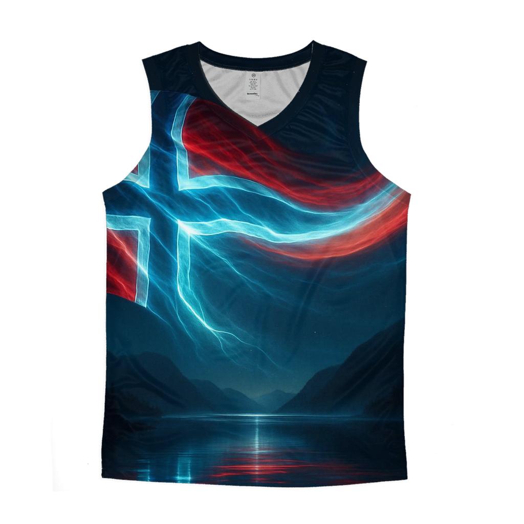 Aurora Fjord Flag Of Norway graphic print tank tops