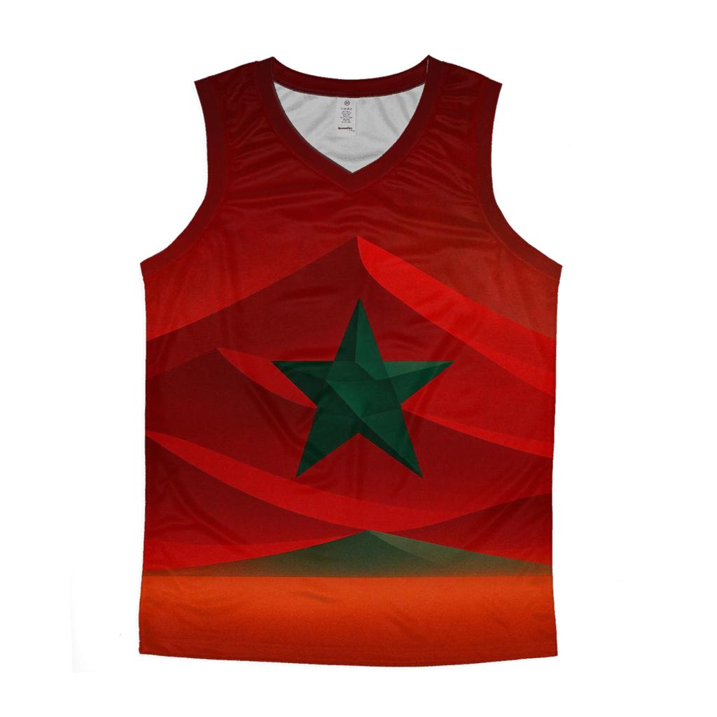 Geometric Mirage Flag Of Morocco personalized athletic tanks