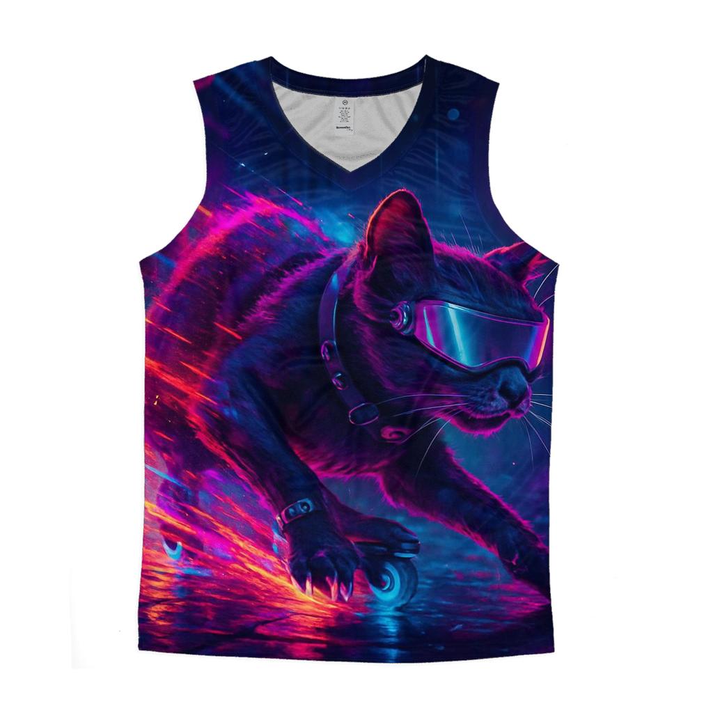 Neon Alley Skate Cat personalized athletic tanks