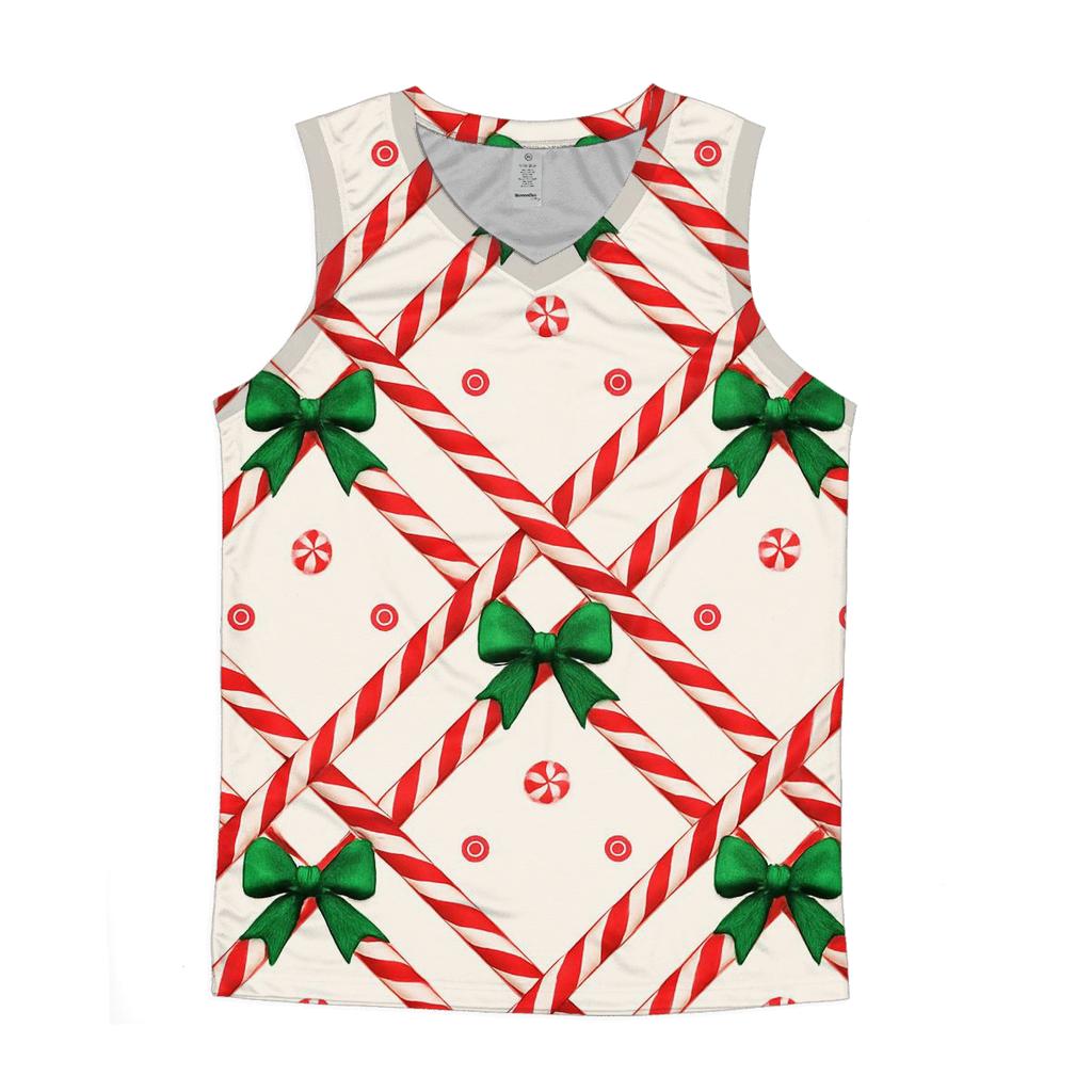 Candy Cane Plaid Lattice On Winter White stylish racerback tanks