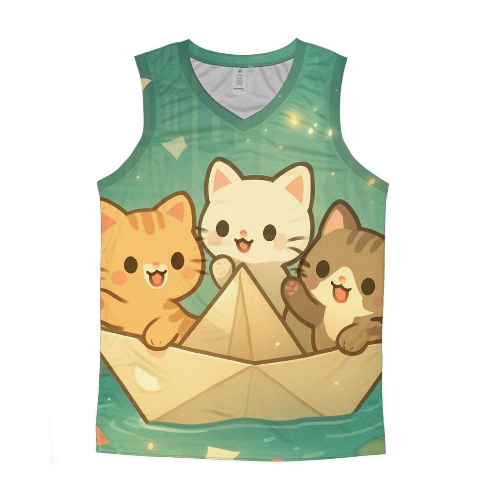 Firefly Library Kittens In A Paper Boat graphic print tank tops