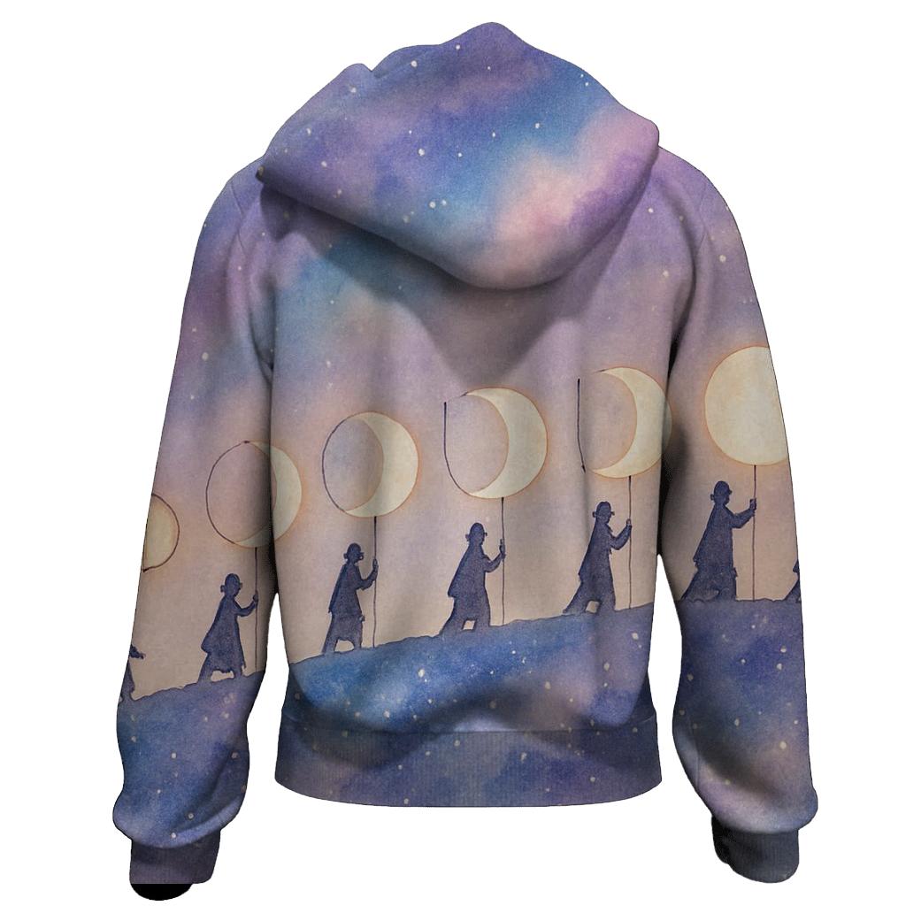 Moon Phase Lantern Parade embroidered hoodies
