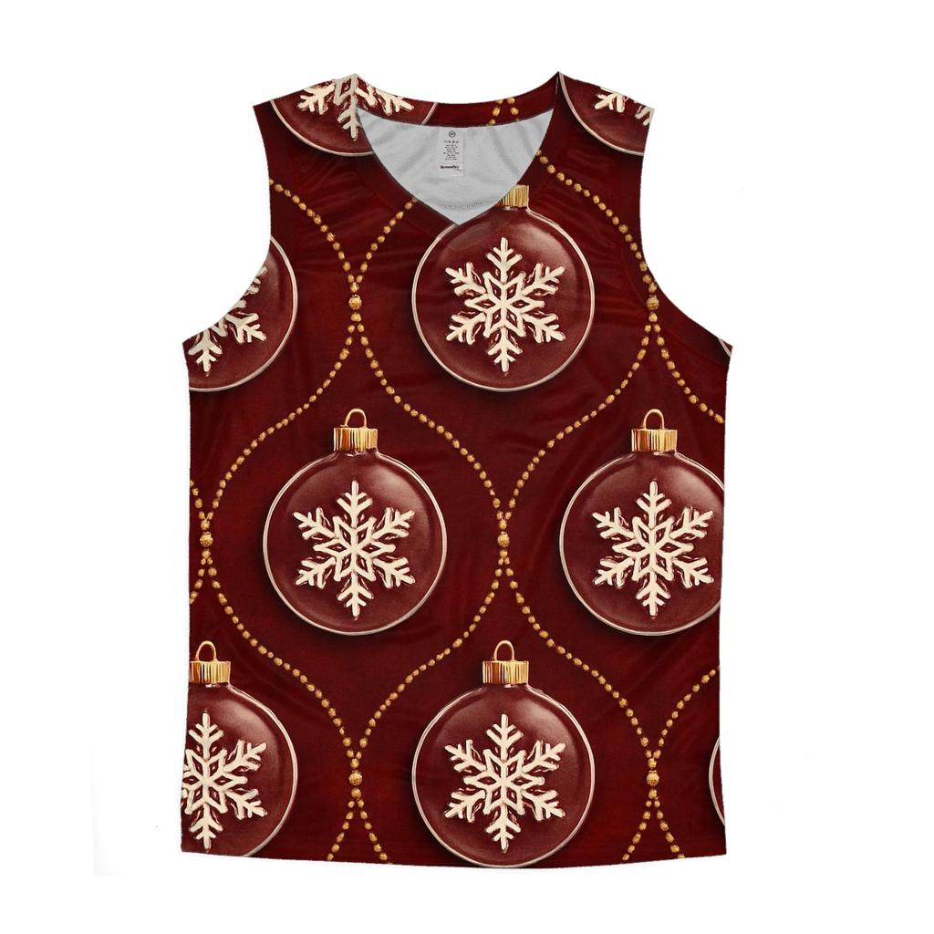 Snowflake Ornament Medallion Repeat On Deep Red Velvet casual summer tank tops