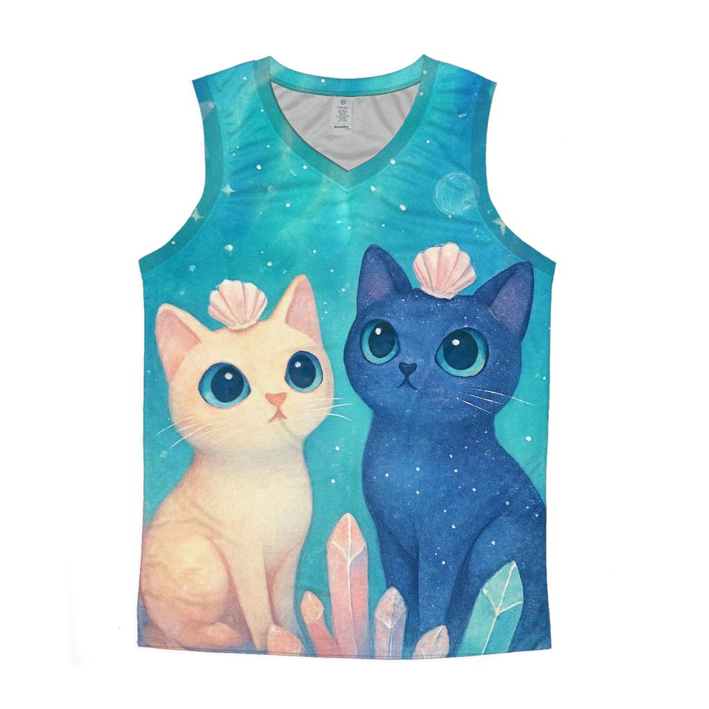 Crystal Reef Stargazer Cats graphic print tank tops