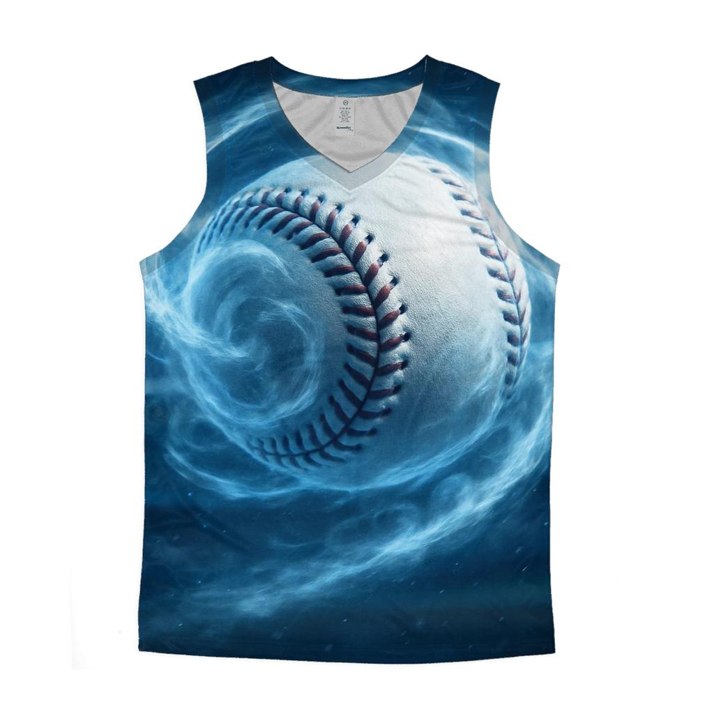 Chrome Spin Baseball Through Icy Clouds custom tank tops