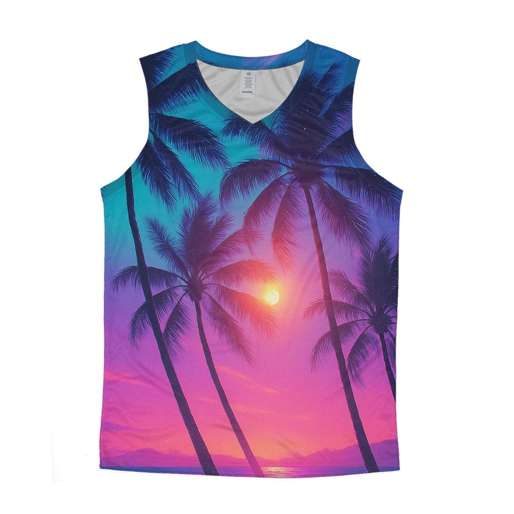 Cyan Palms Nebula Dusk custom tank tops
