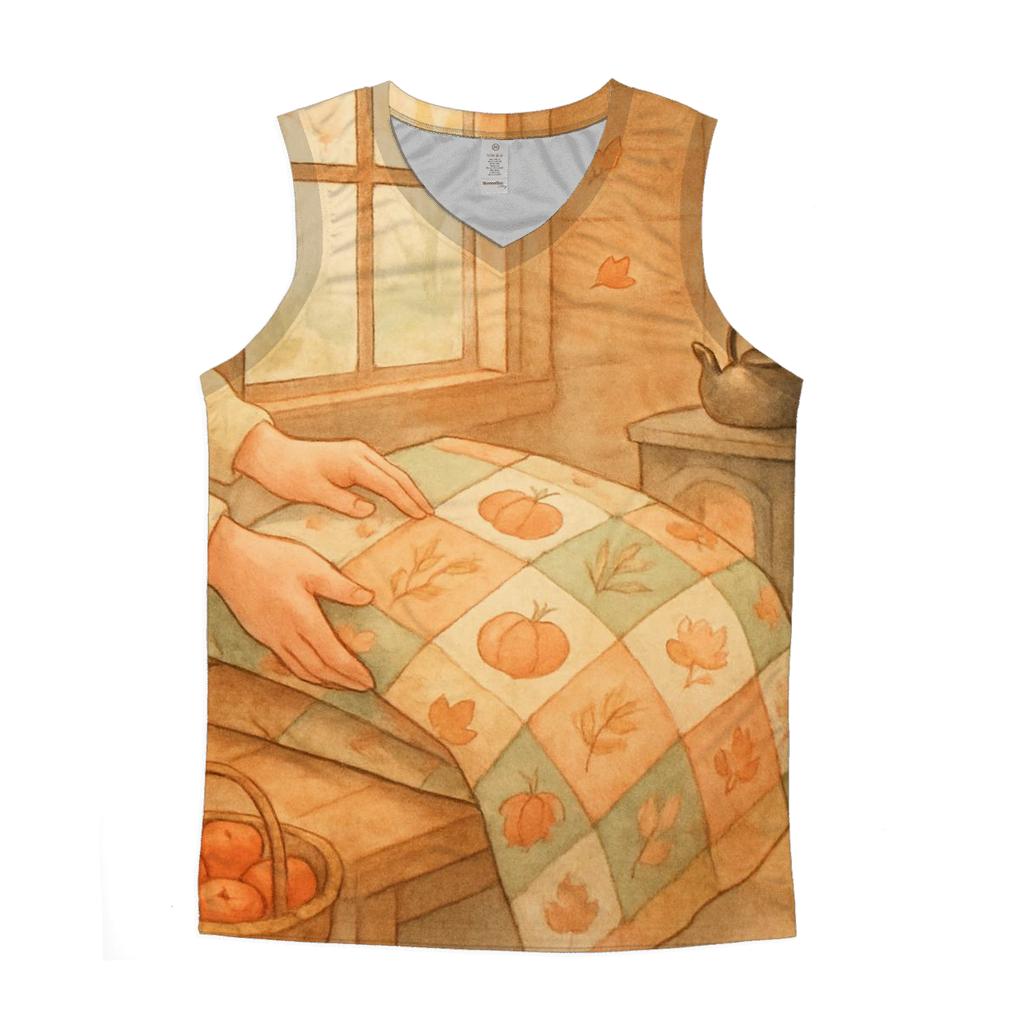 Cozy Cabin Gratitude Quilt Scene personalized athletic tanks