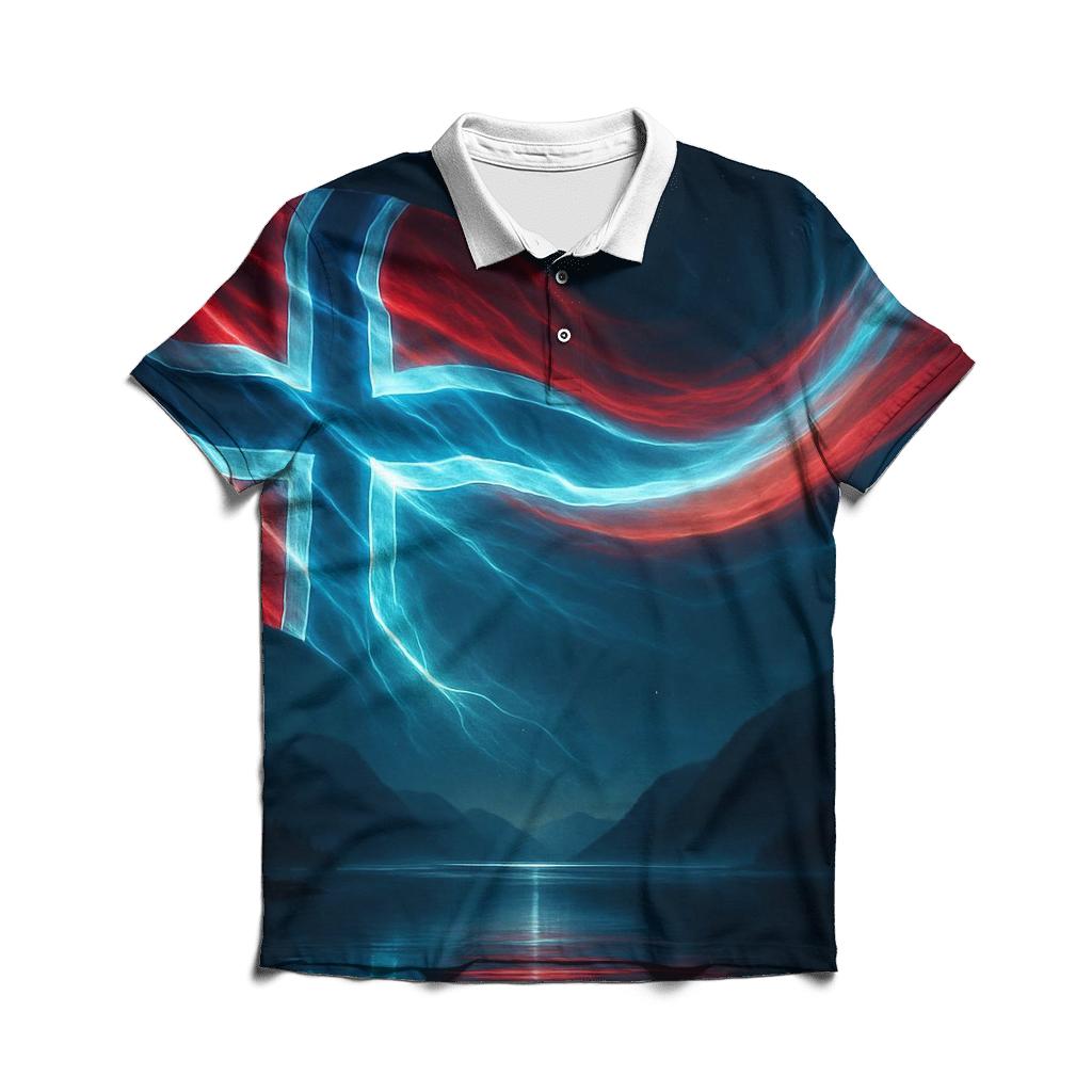 Aurora Fjord Flag Of Norway personalized polo shirts