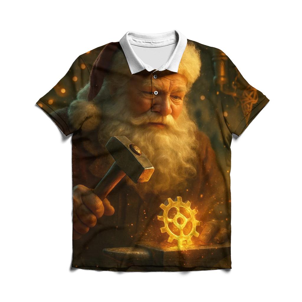 Gilded Workshop Santa Clockwork Forge branded logo polo shirts