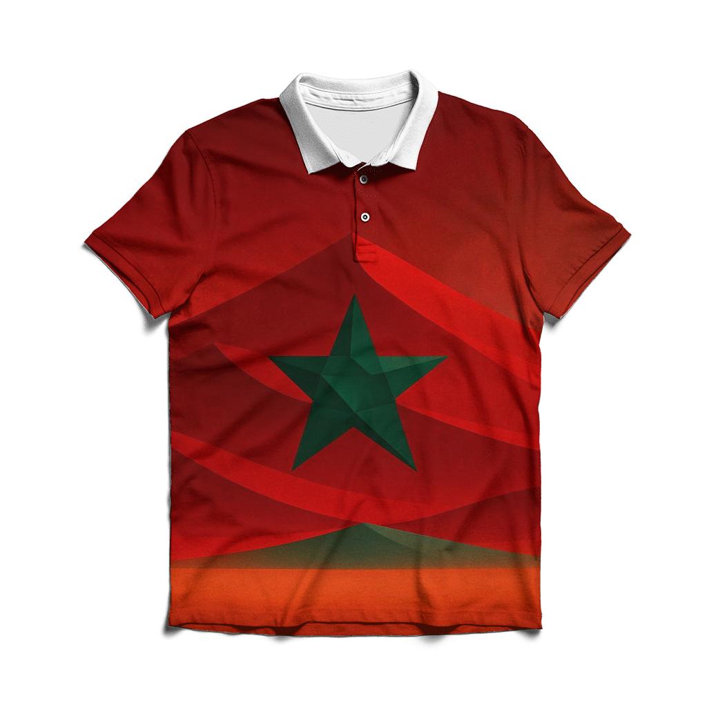 Geometric Mirage Flag Of Morocco embroidered polo tops
