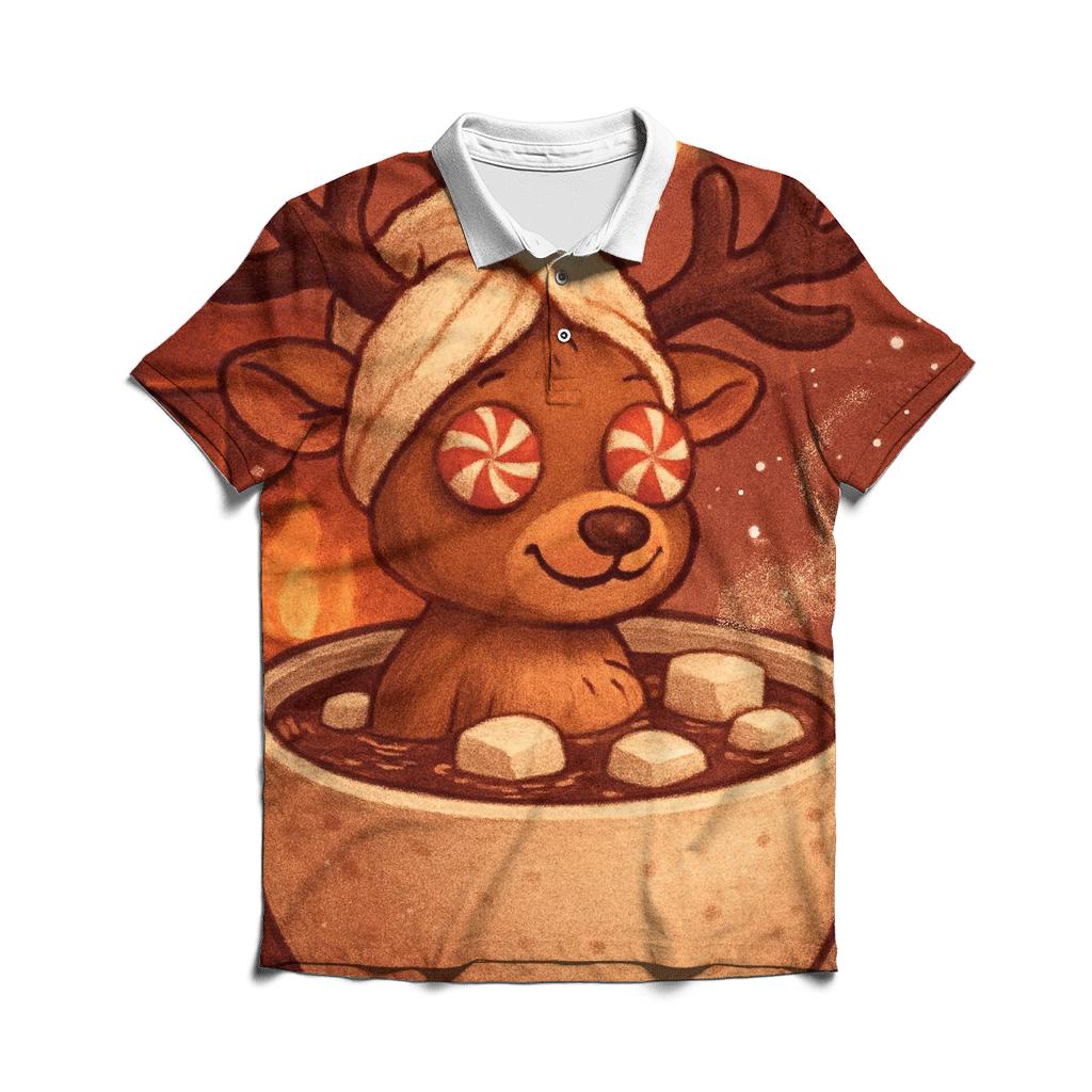 Reindeer Cocoa Spa Day custom polo shirts