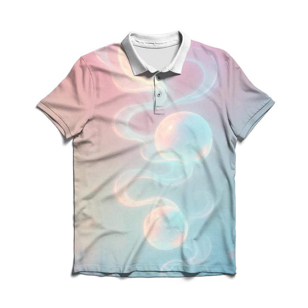 Pastel Mist Lantern Garden premium cotton polo shirts