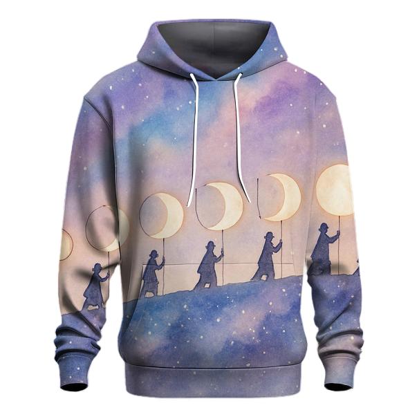 Moon Phase Lantern Parade zip-up hoodies