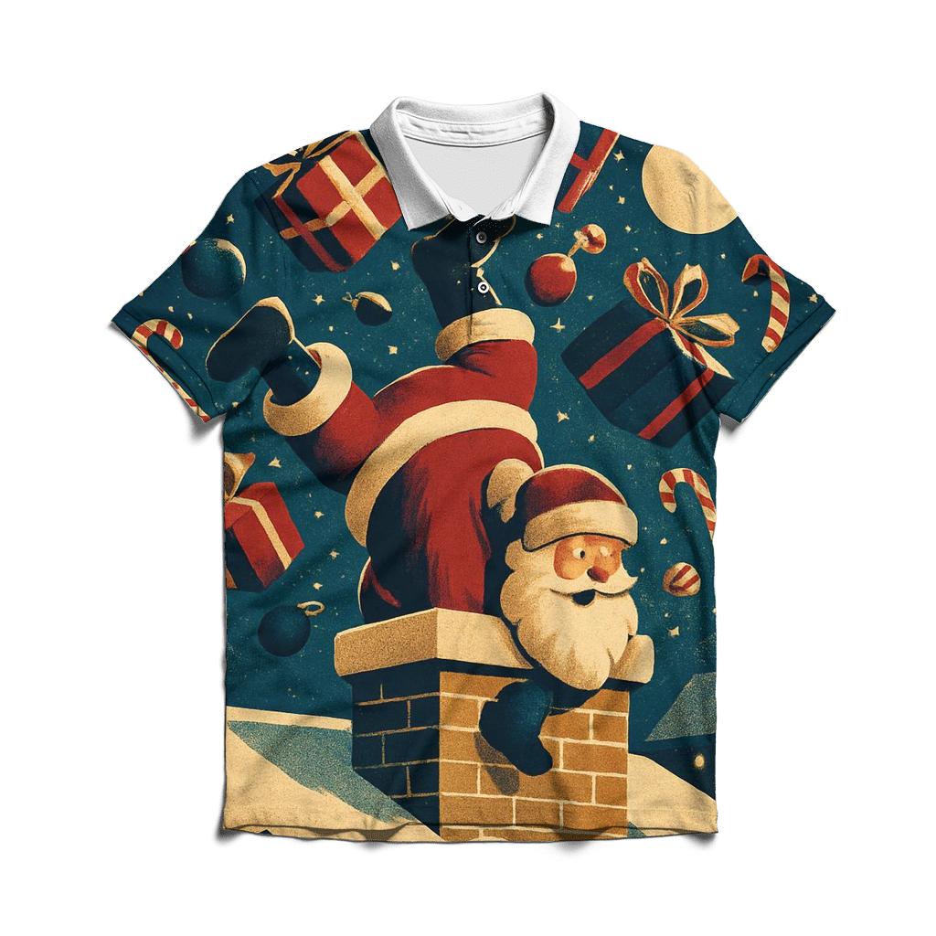 Santa Stuck In Chimney Gift Avalanche personalized polo shirts