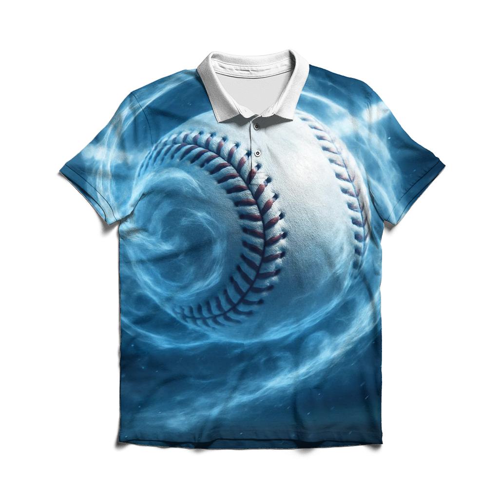 Chrome Spin Baseball Through Icy Clouds designer slim fit polos