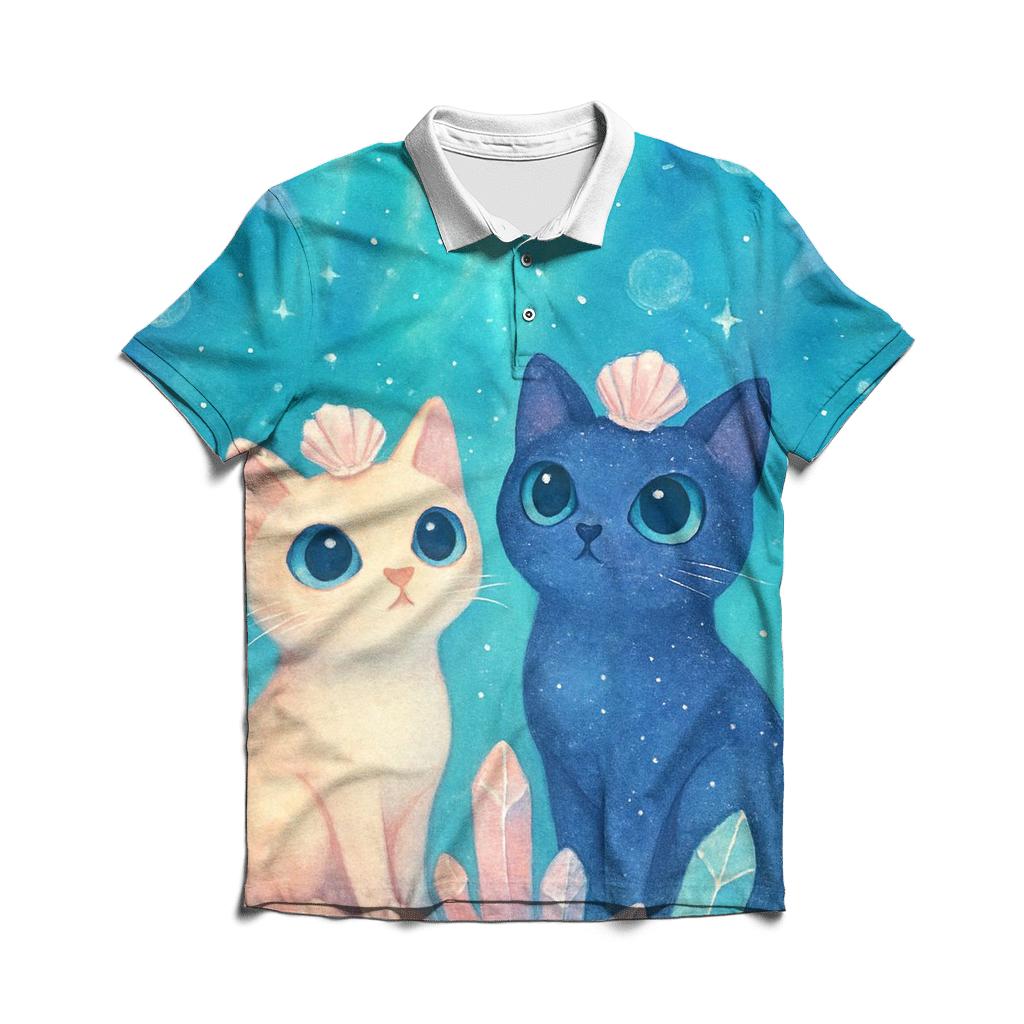 Crystal Reef Stargazer Cats casual sports polo shirts
