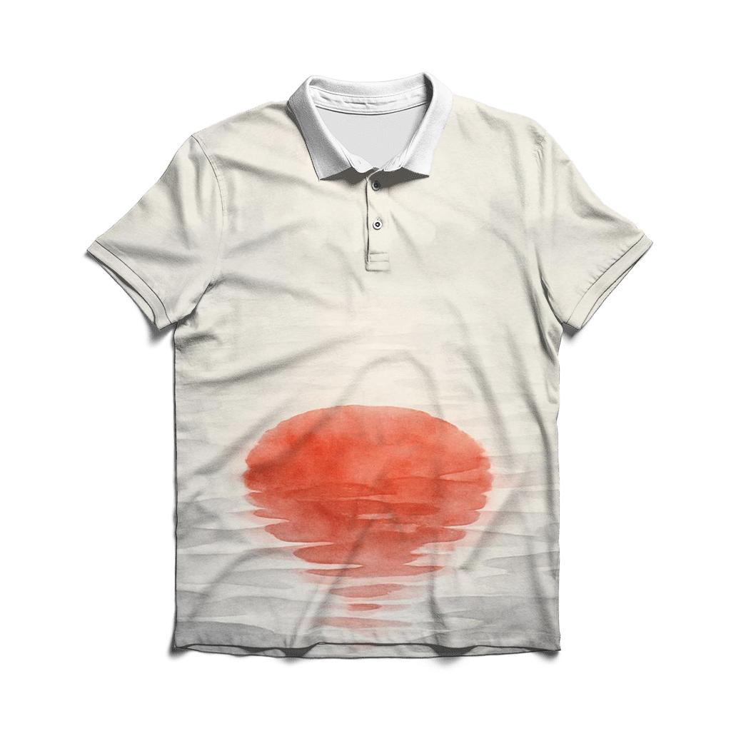 Watercolor Skyline Flag Of Japan premium cotton polo shirts