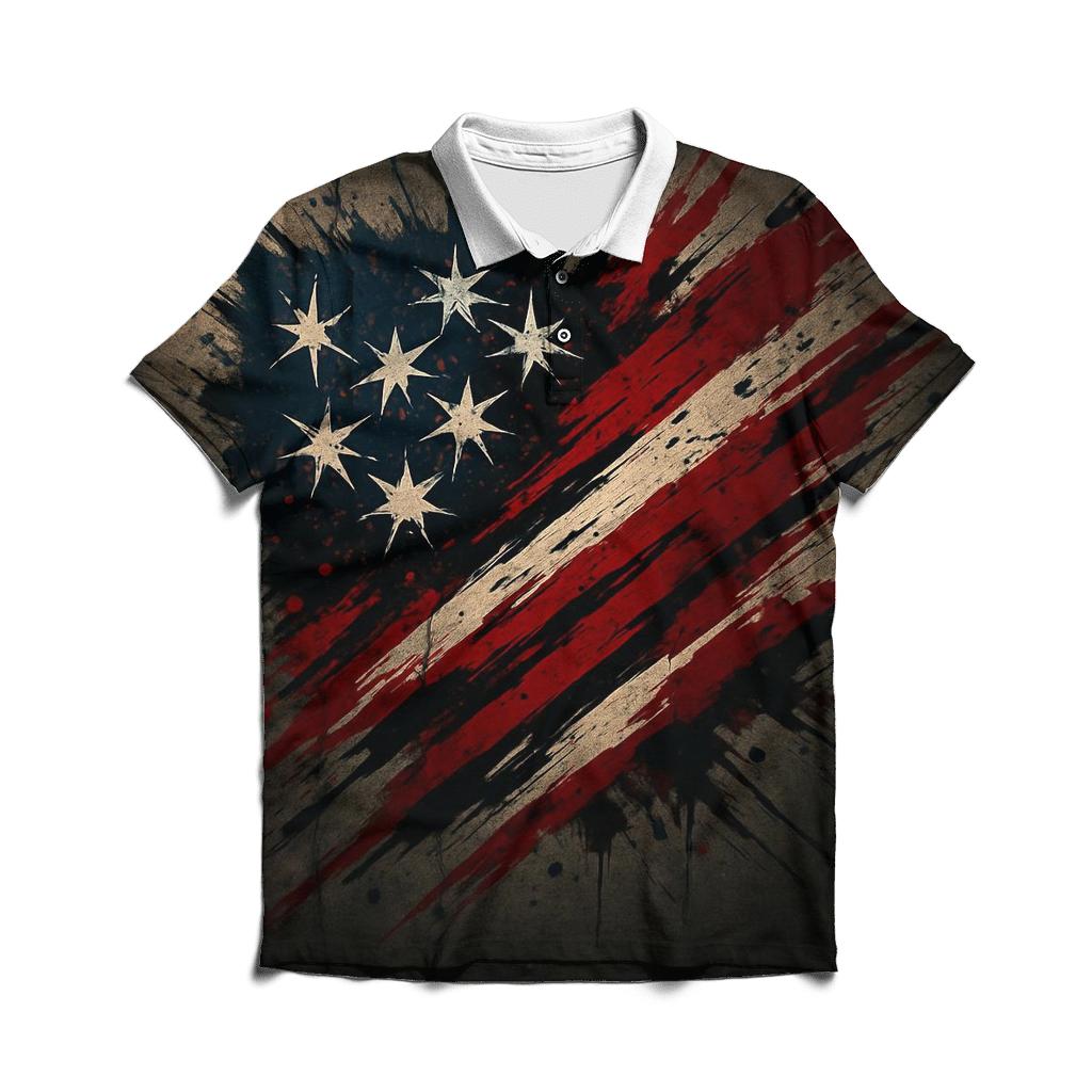 Rebel Alley Flag Burst stylish collar polo tees