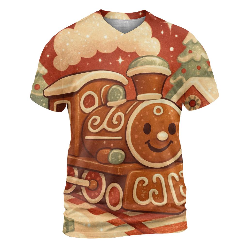 Gingerbread Train Through Peppermint Pines personalized full print shirts