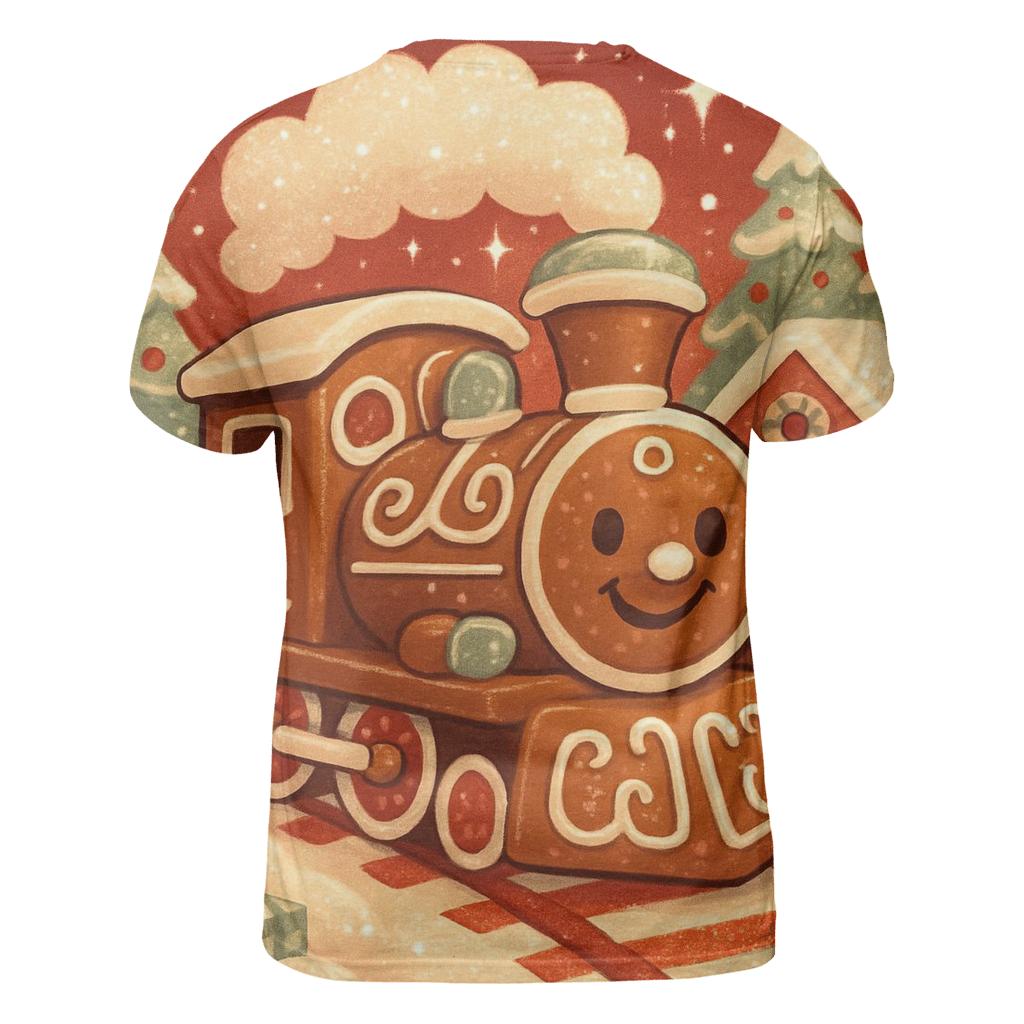 Gingerbread Train Through Peppermint Pines personalized full print shirts