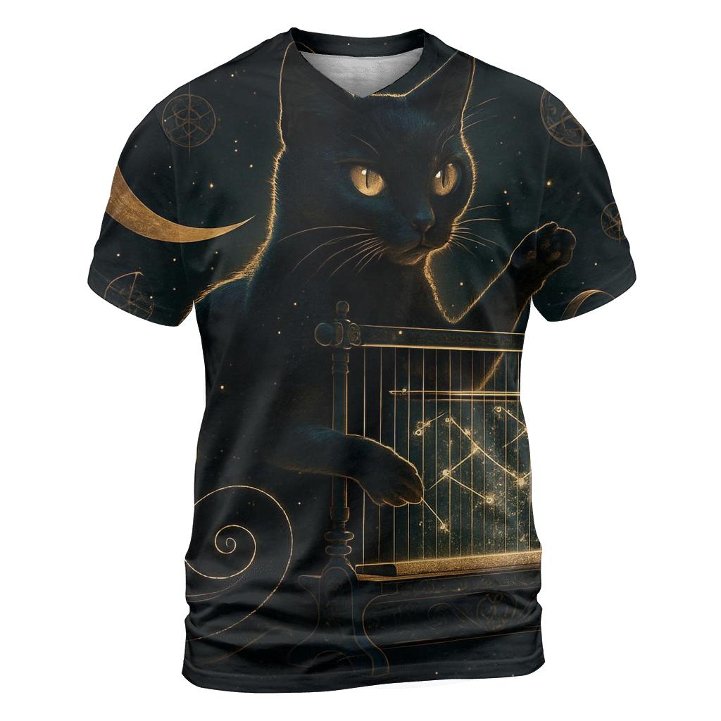 Midnight Loom Guardian Cat statement graphic shirts