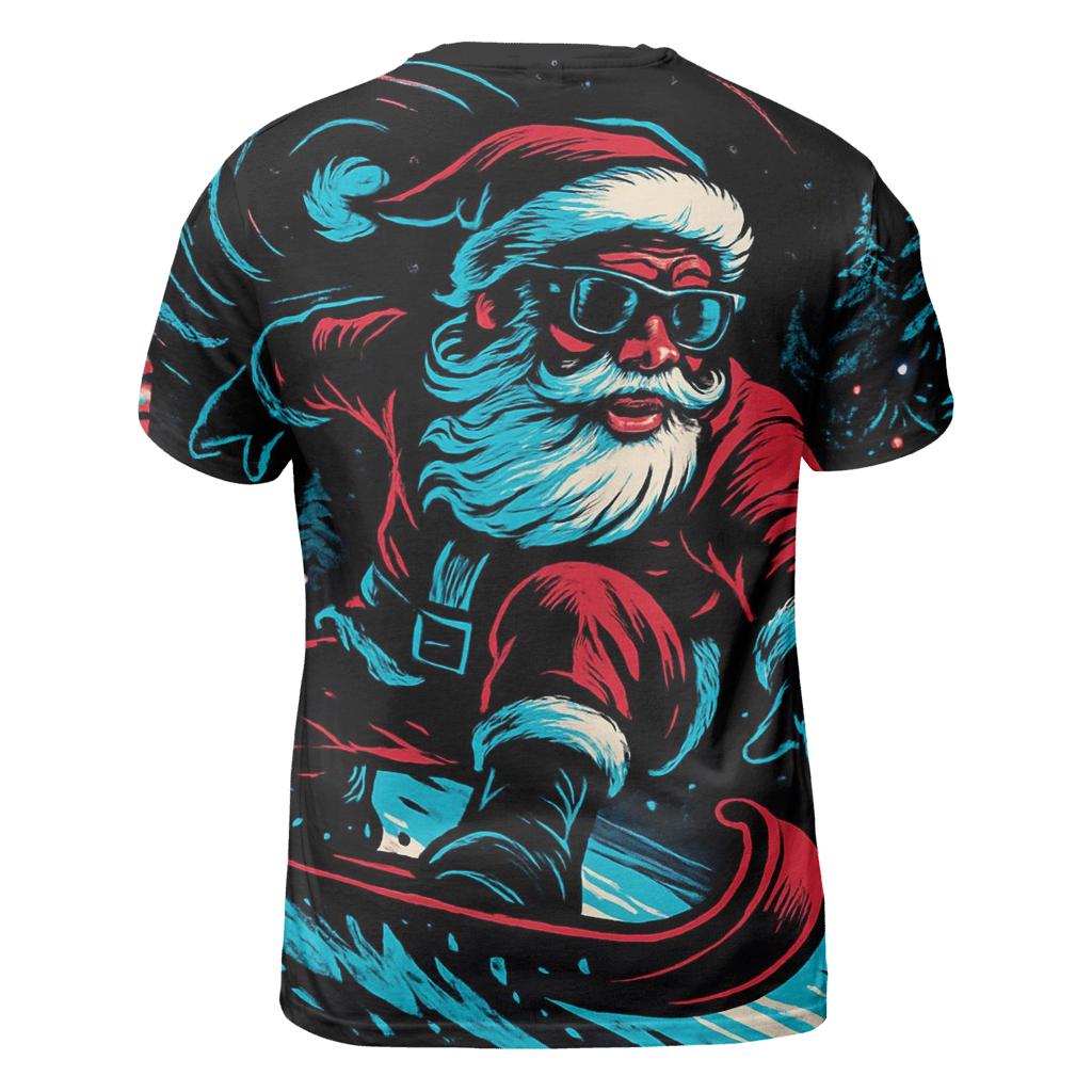 Neon Midnight Santa Snowboard Run designer pattern shirts