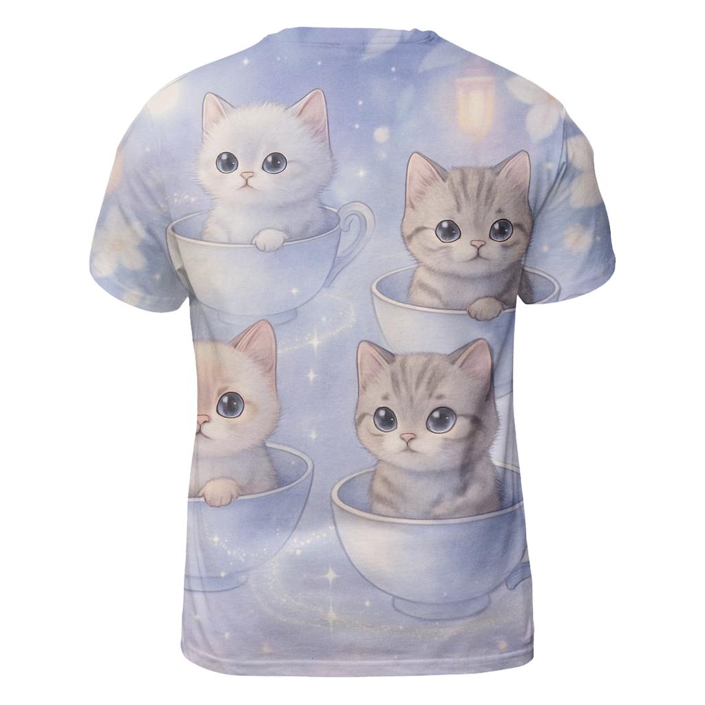 Moonlit Teacup Kitten Carousel trendy printed shirt styles